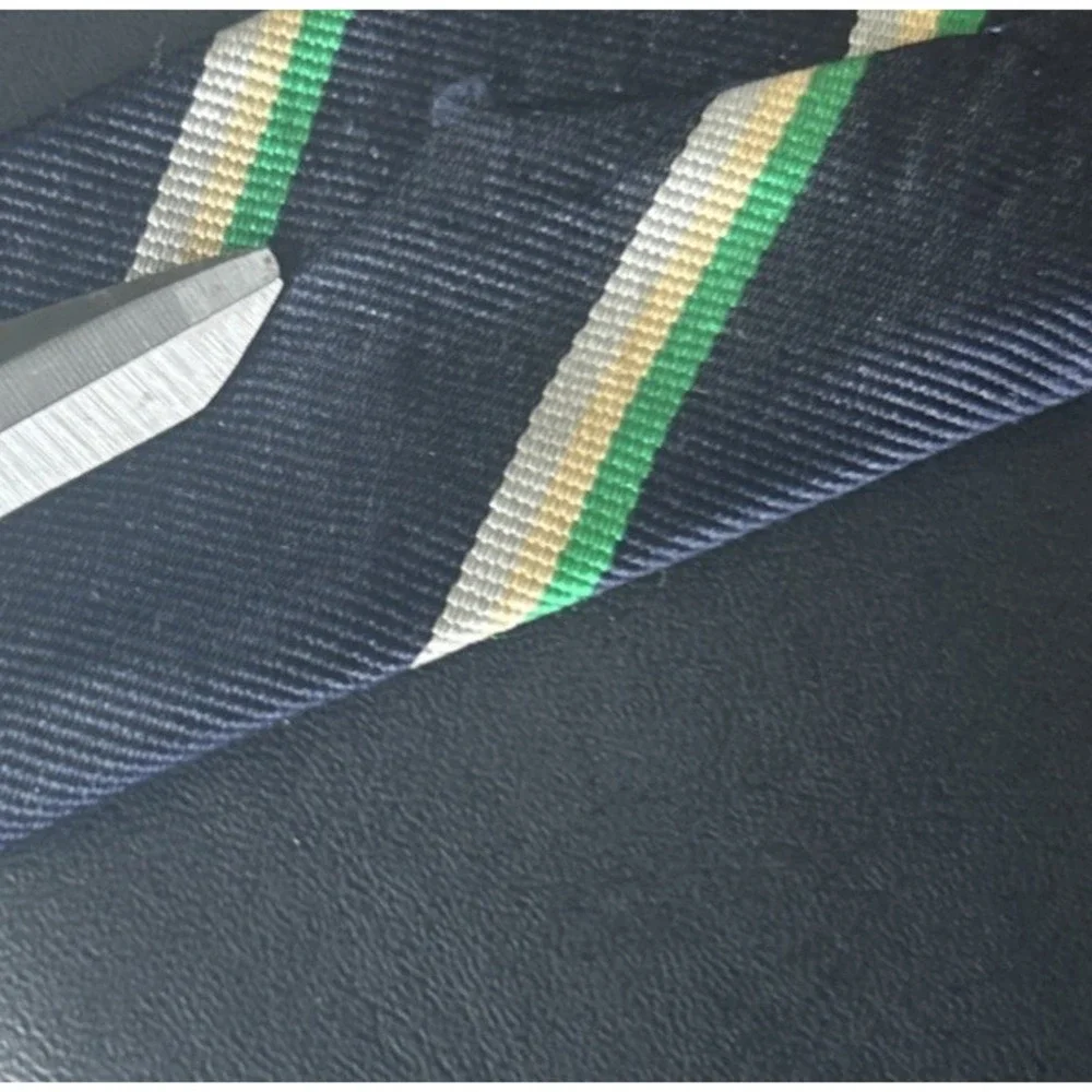 vintage Bill Blass Lyttons Chicago Silk Regimental Tie Navy Green FLAWED AS-IS
